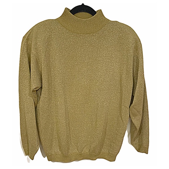 Lise J. Sweater Vintage stunning Y2K style metallic gold sweater Size L - Picture 5 of 5